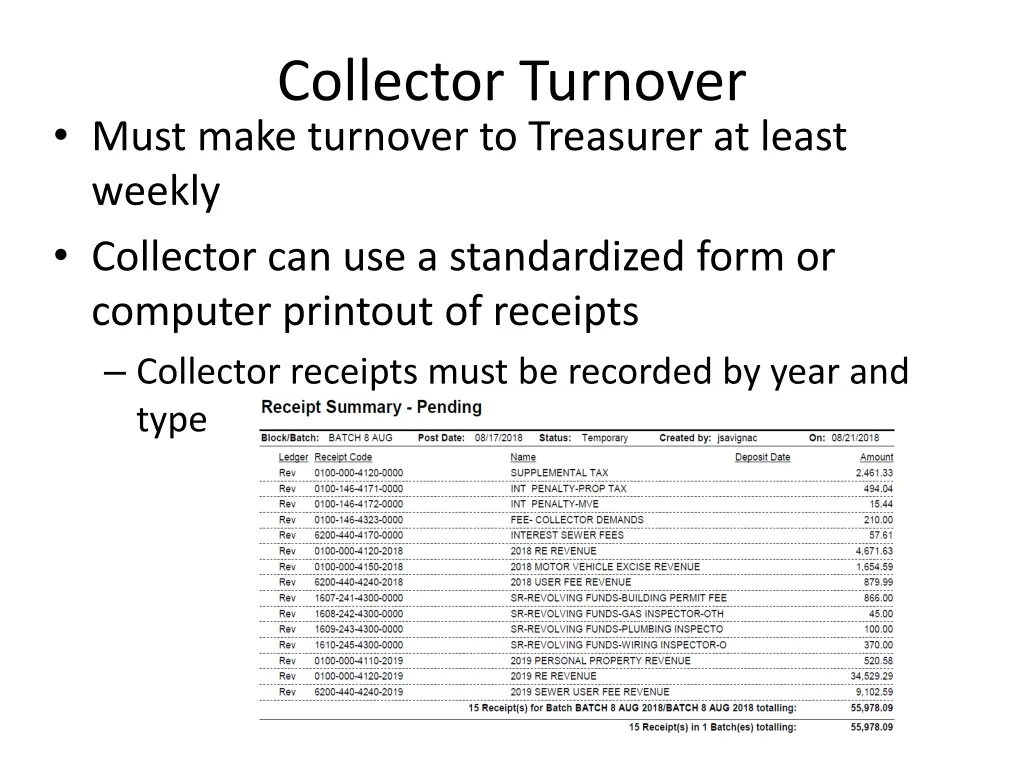 collector turnover must make turnover