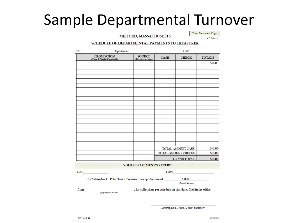 sample departmental turnover