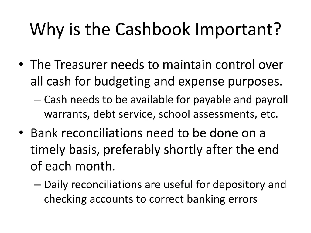 why is the cashbook important