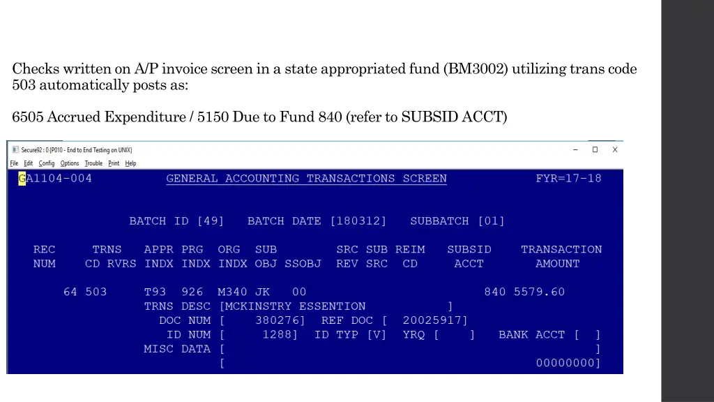 checks written on a p invoice screen in a state