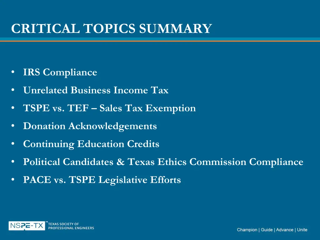 critical topics summary