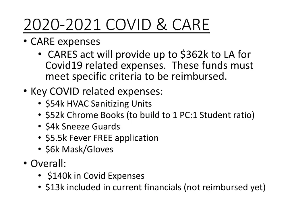 2020 2021 covid care care expenses cares act will