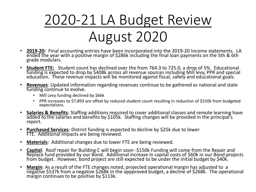 2020 21 la budget review august 2020 2019