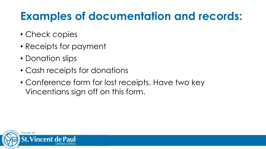 examples of documentation and records