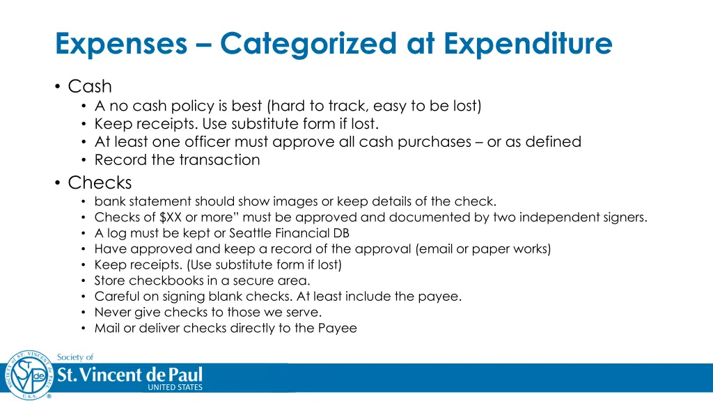 expenses categorized at expenditure