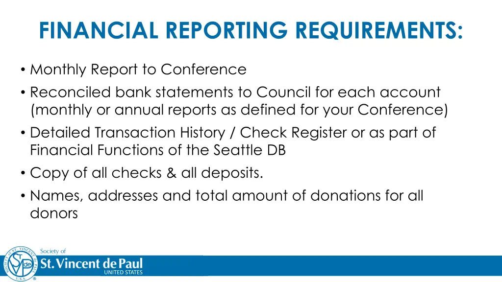 financial reporting requirements