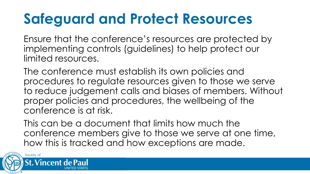 safeguard and protect resources