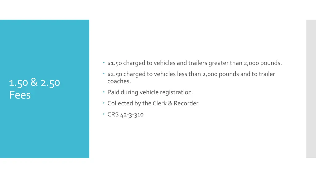 1 50 charged to vehicles and trailers greater