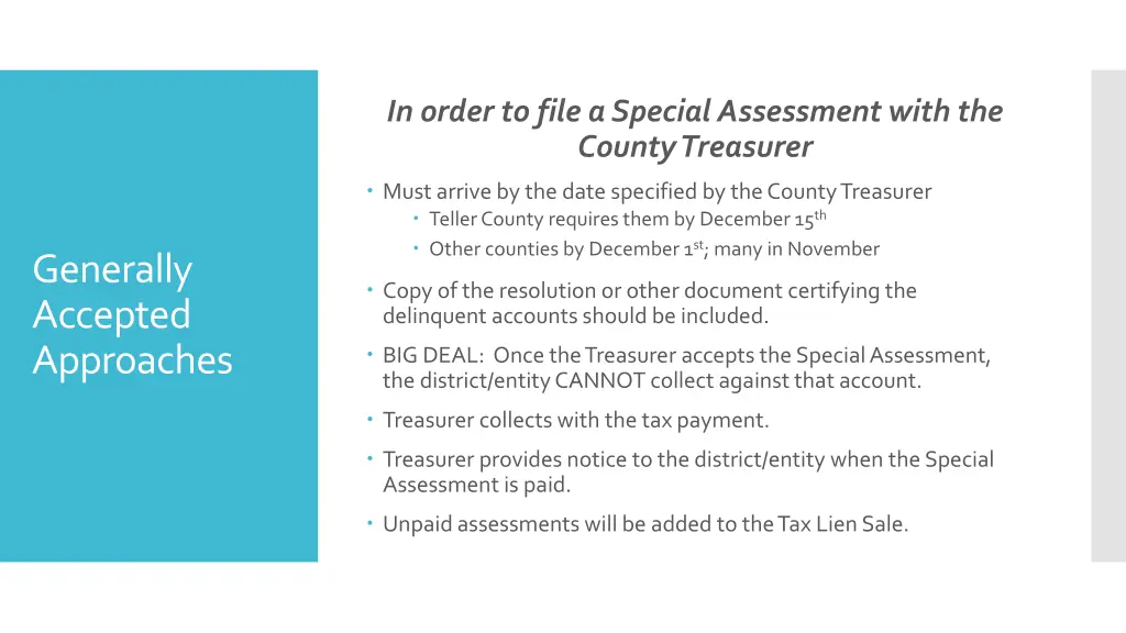 in order to file a special assessment with