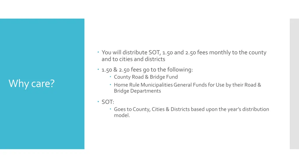 you will distribute sot 1 50 and 2 50 fees