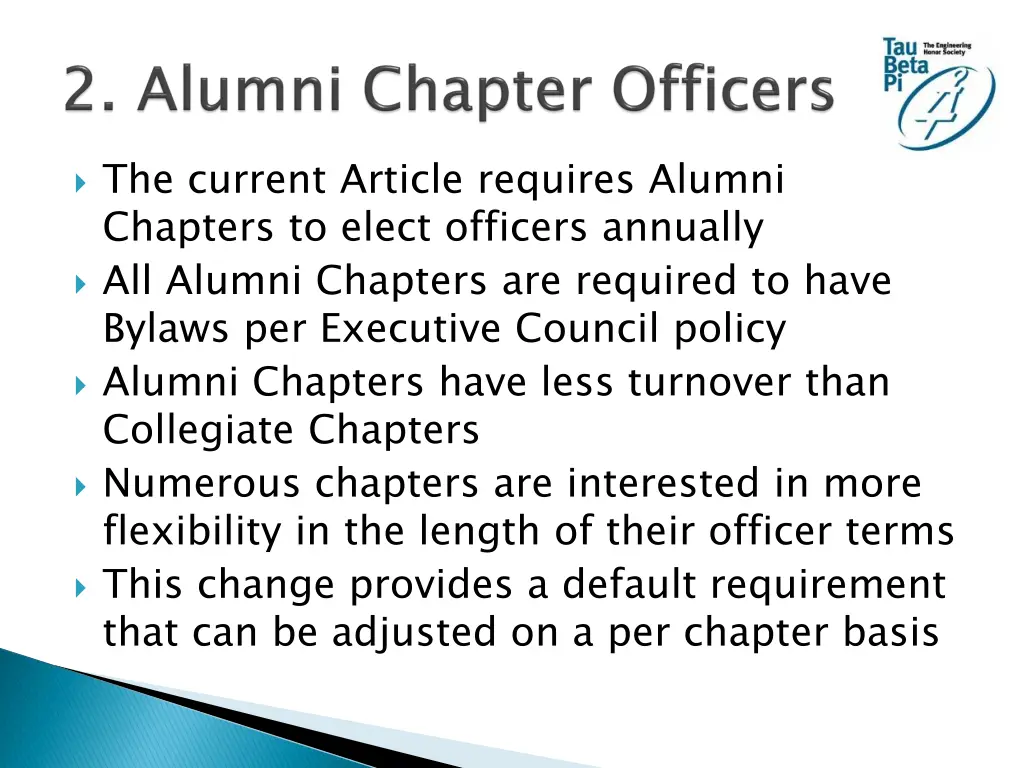 the current article requires alumni chapters