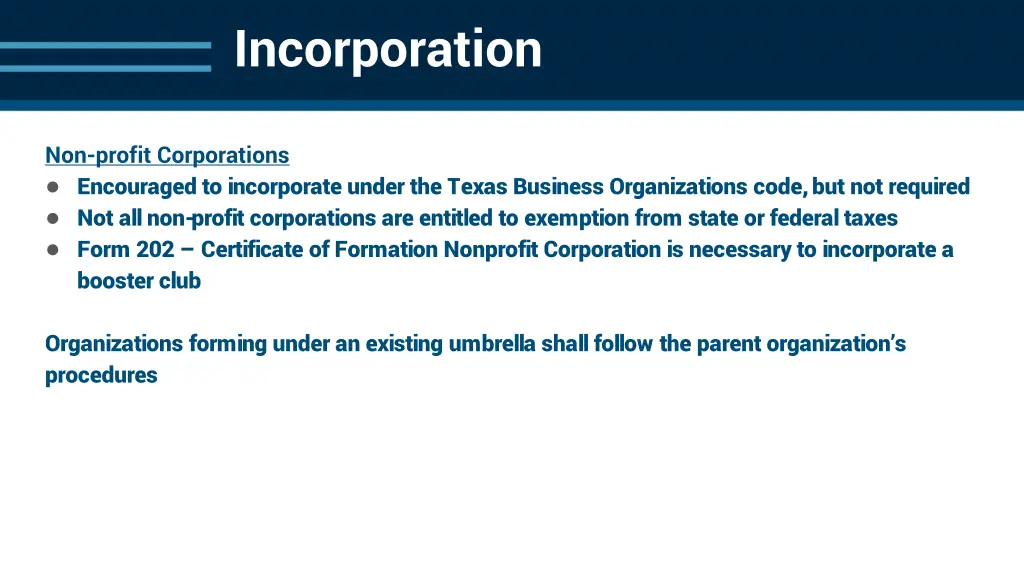 incorporation