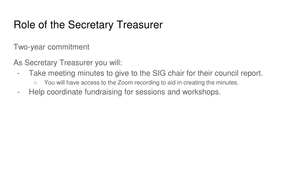 role of the secretary treasurer