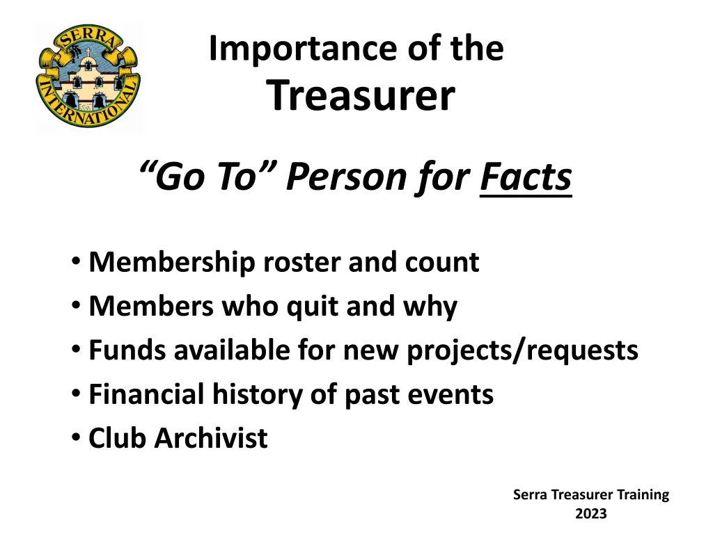 importance of the treasurer