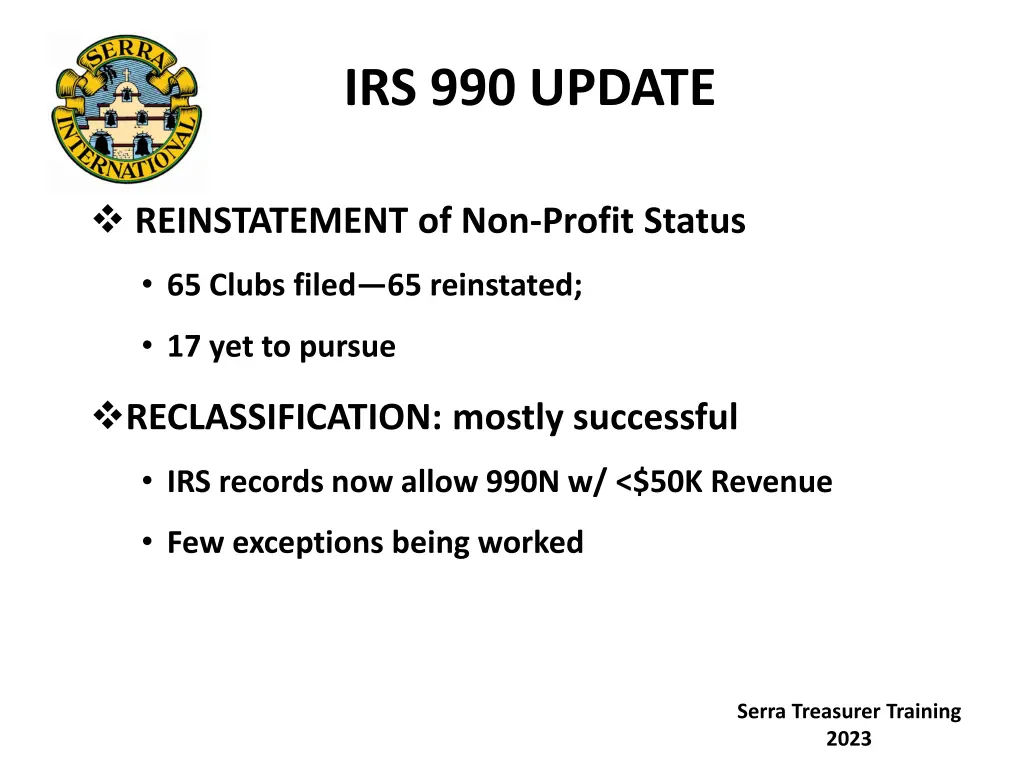 irs 990 update