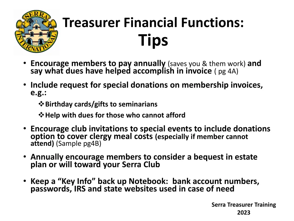 treasurer financial functions tips