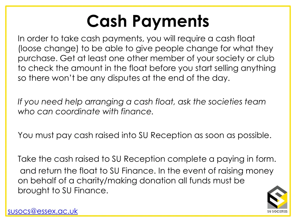 cash payments