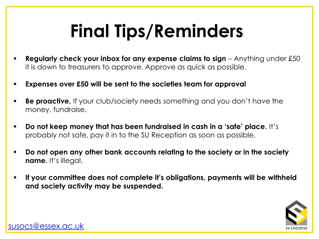 final tips reminders 1