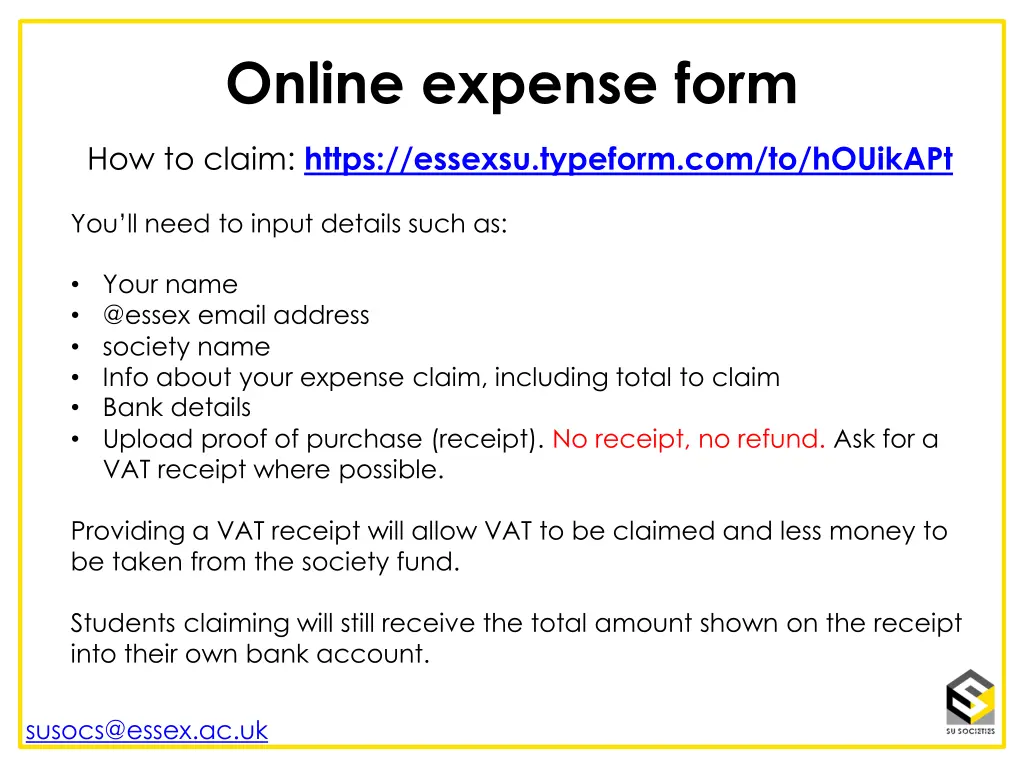 online expense form