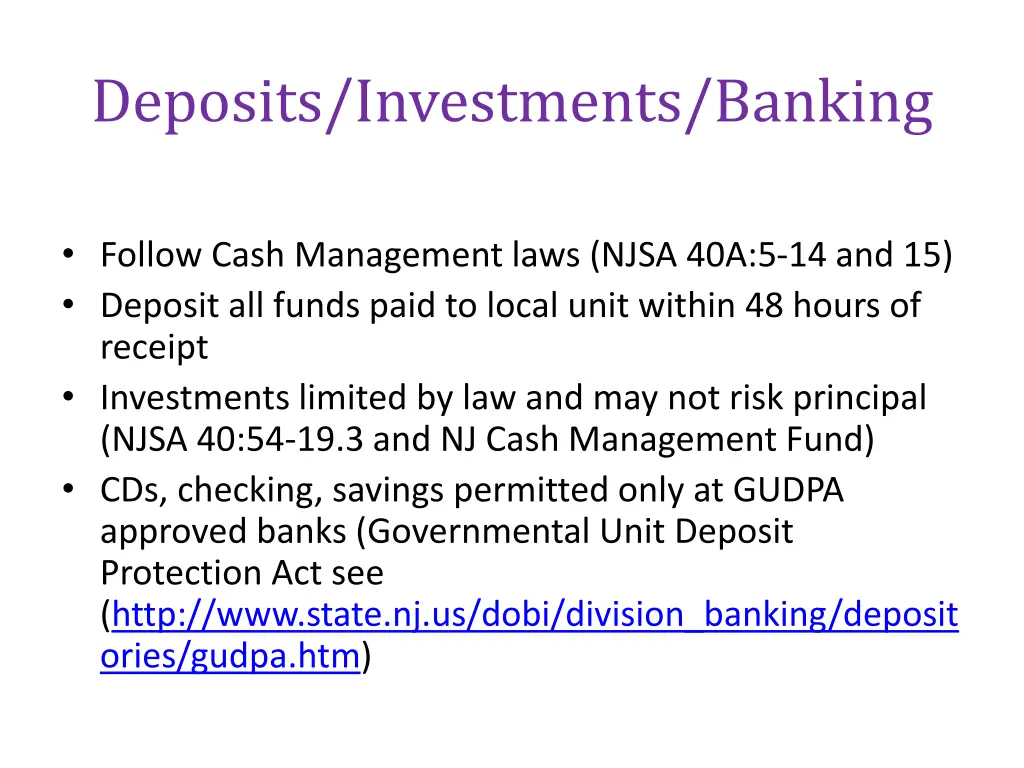 deposits investments banking