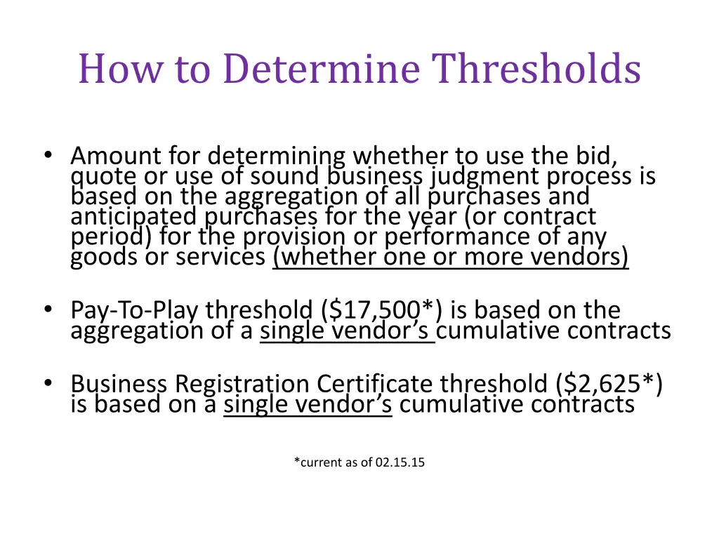 how to determine thresholds