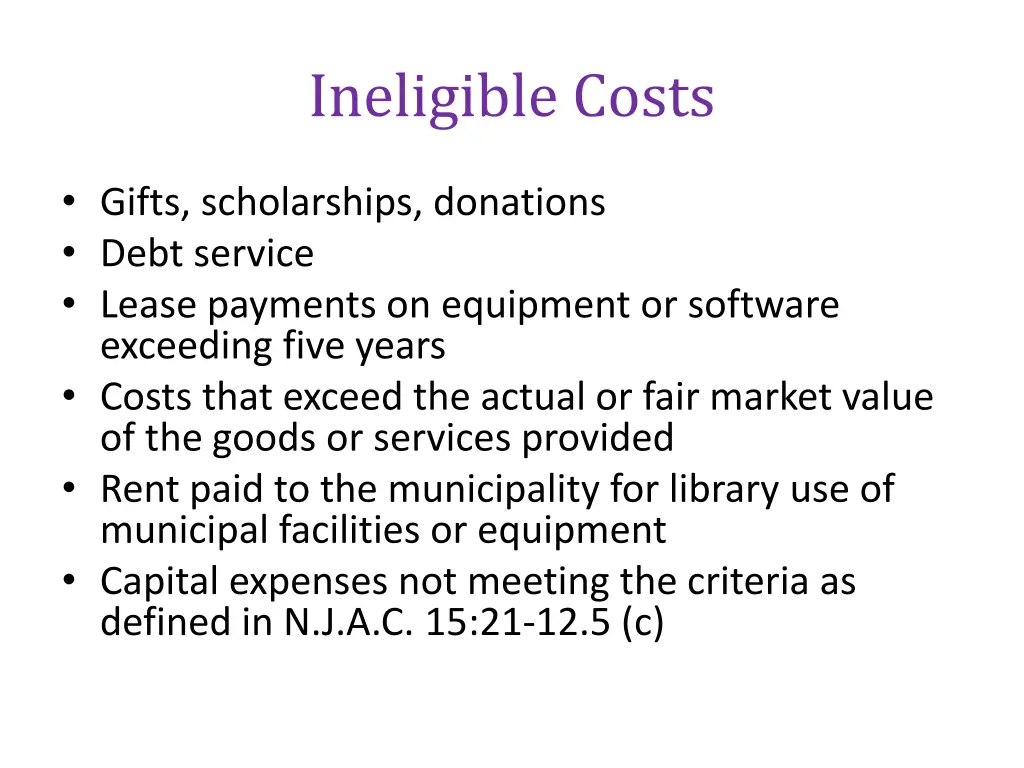 ineligible costs