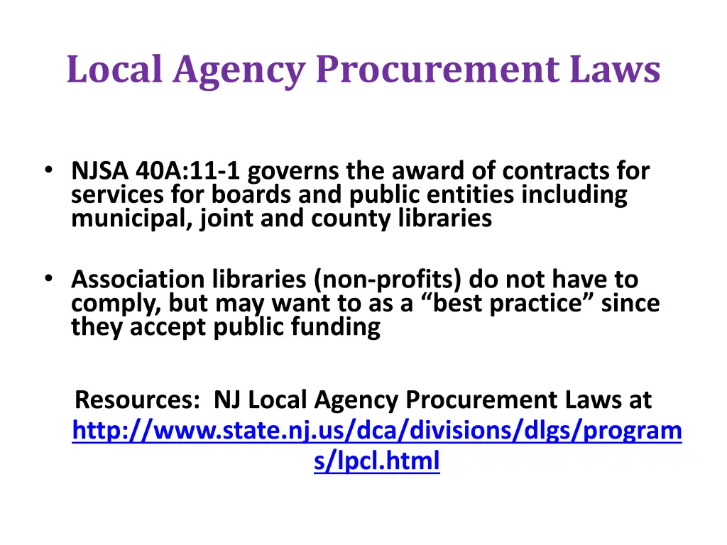 local agency procurement laws