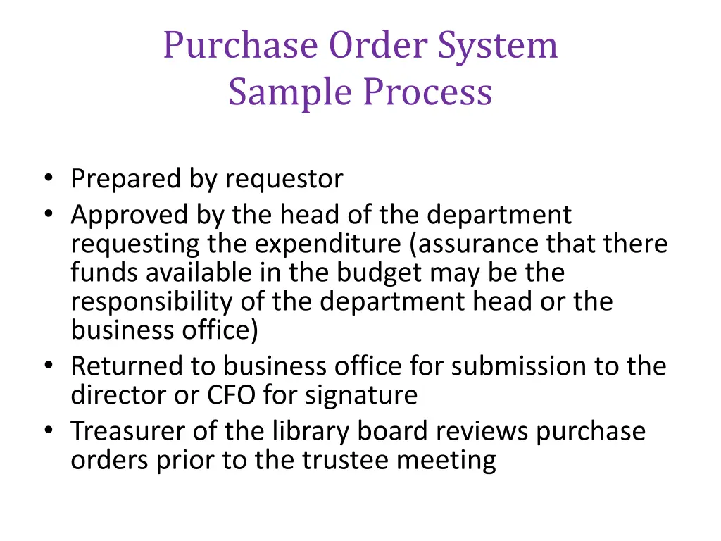 purchase order system sample process