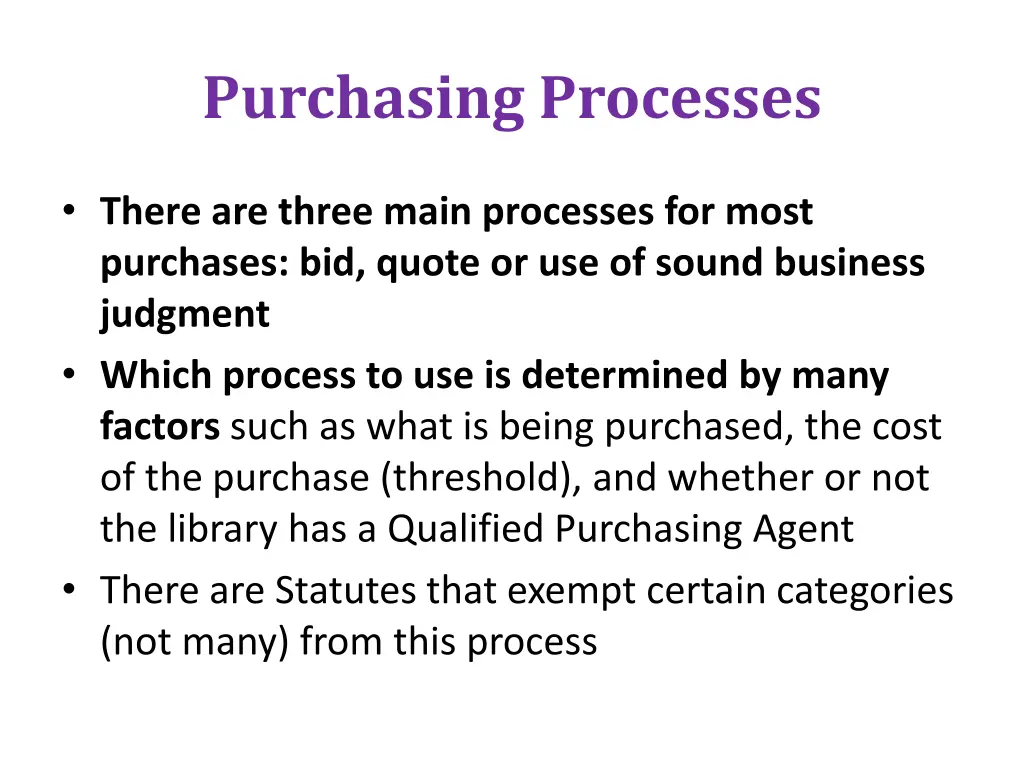 purchasing processes