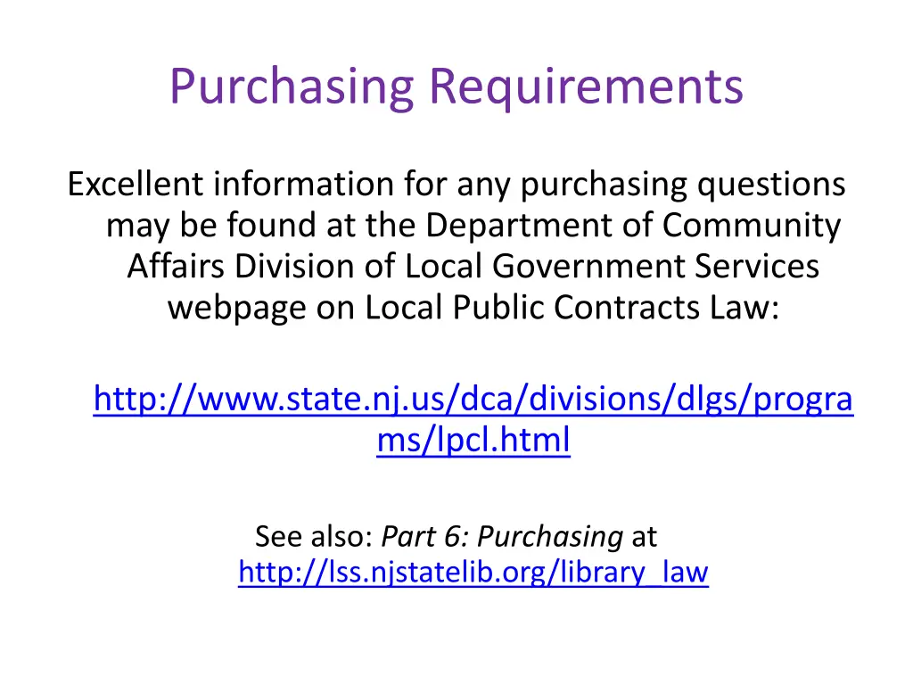 purchasing requirements