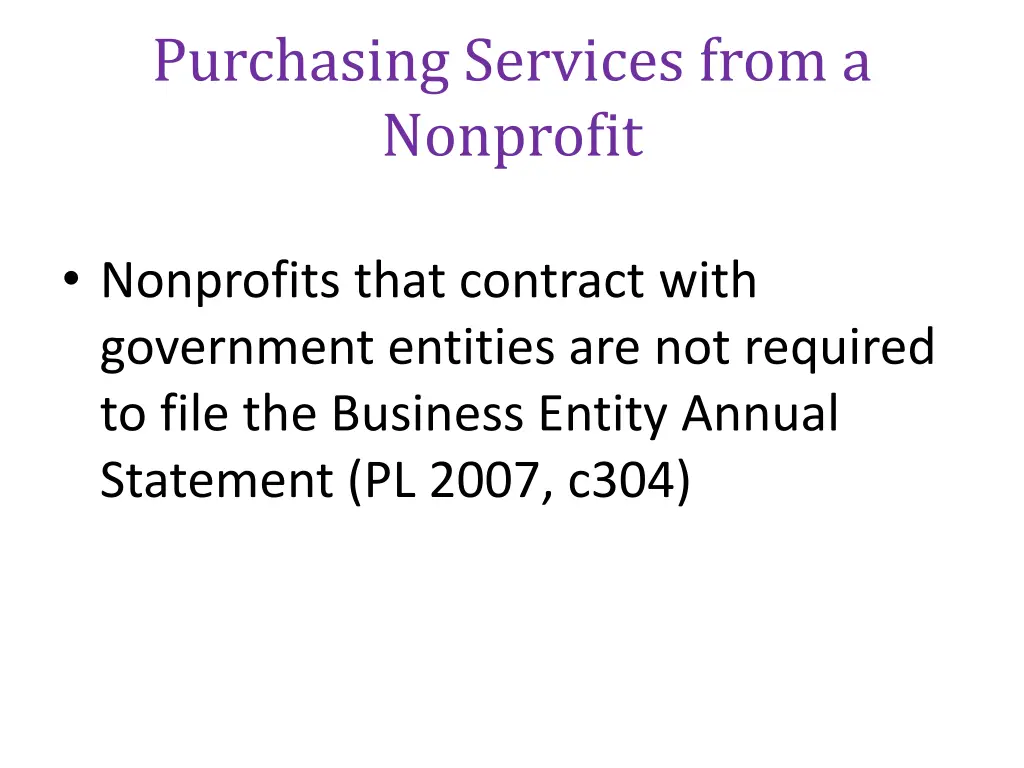 purchasing services from a nonprofit