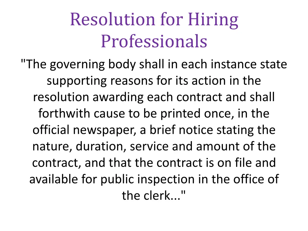 resolution for hiring professionals the governing