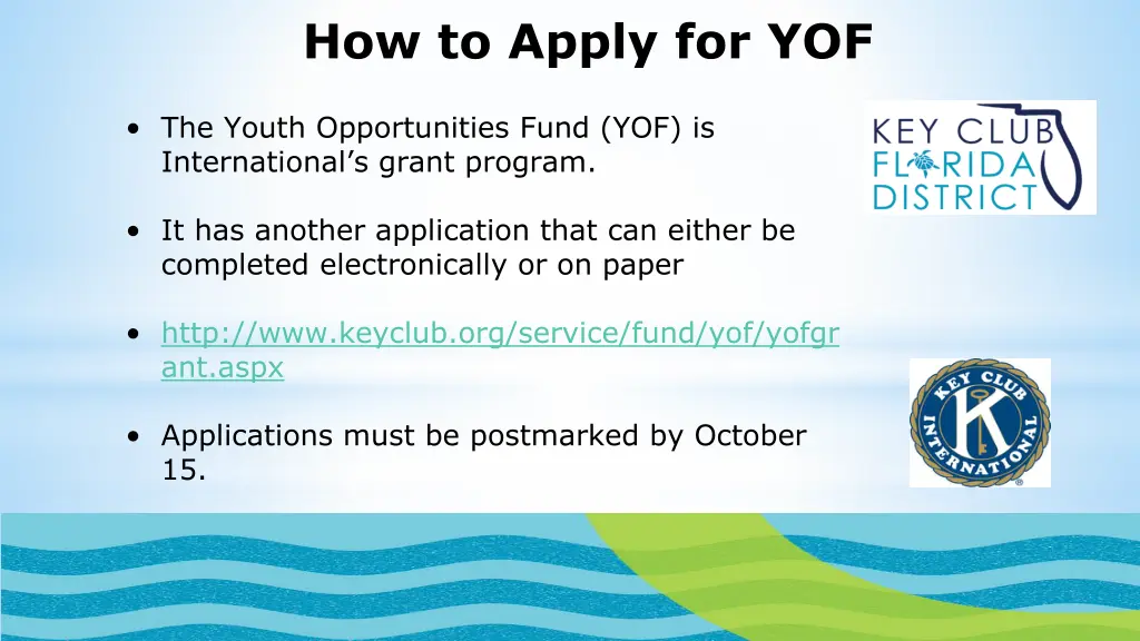 how to apply for yof