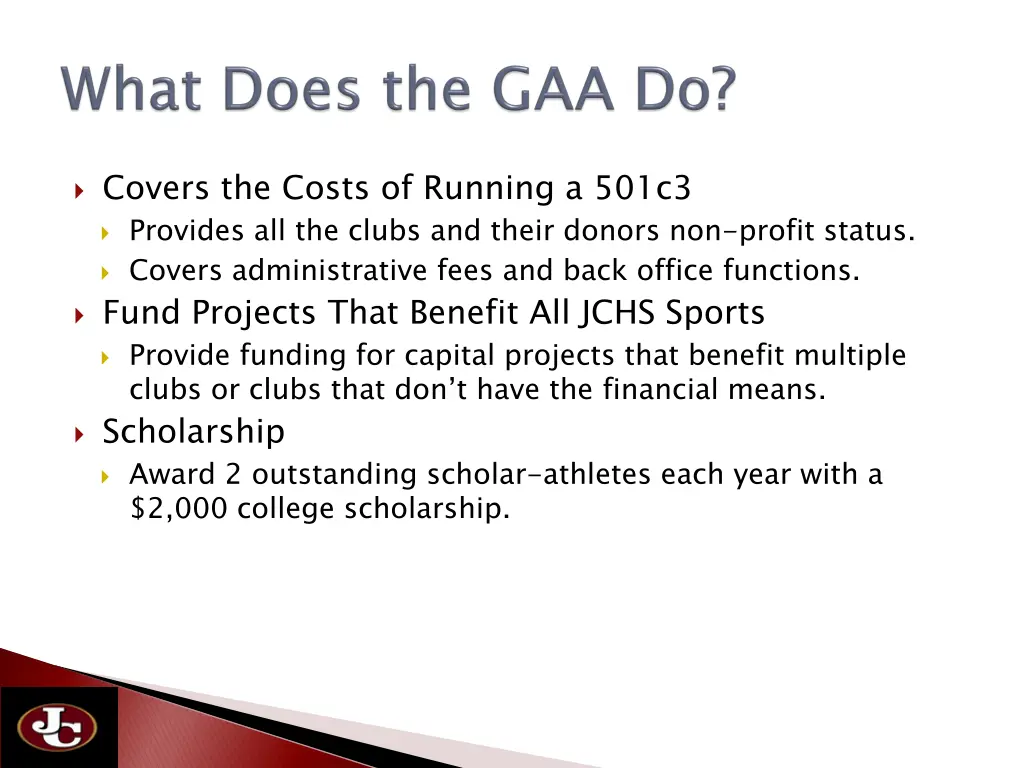 covers the costs of running a 501c3 provides