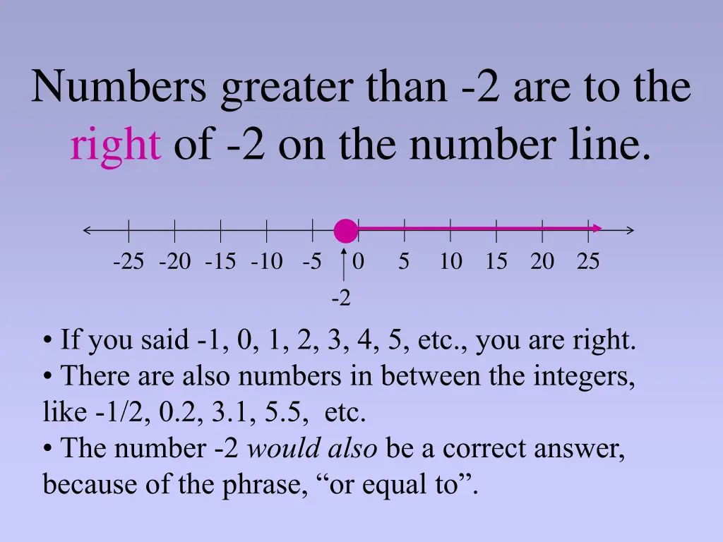 numbers greater than 2 are to the right