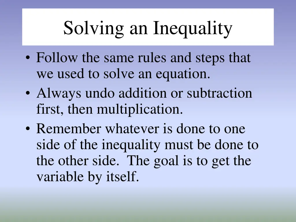 solving an inequality