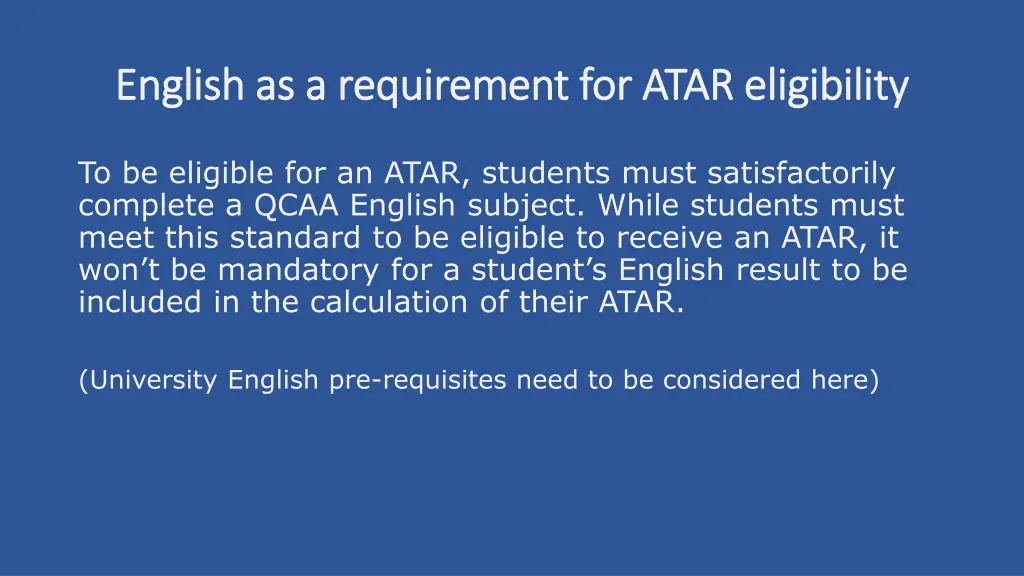 english as a requirement for atar eligibility