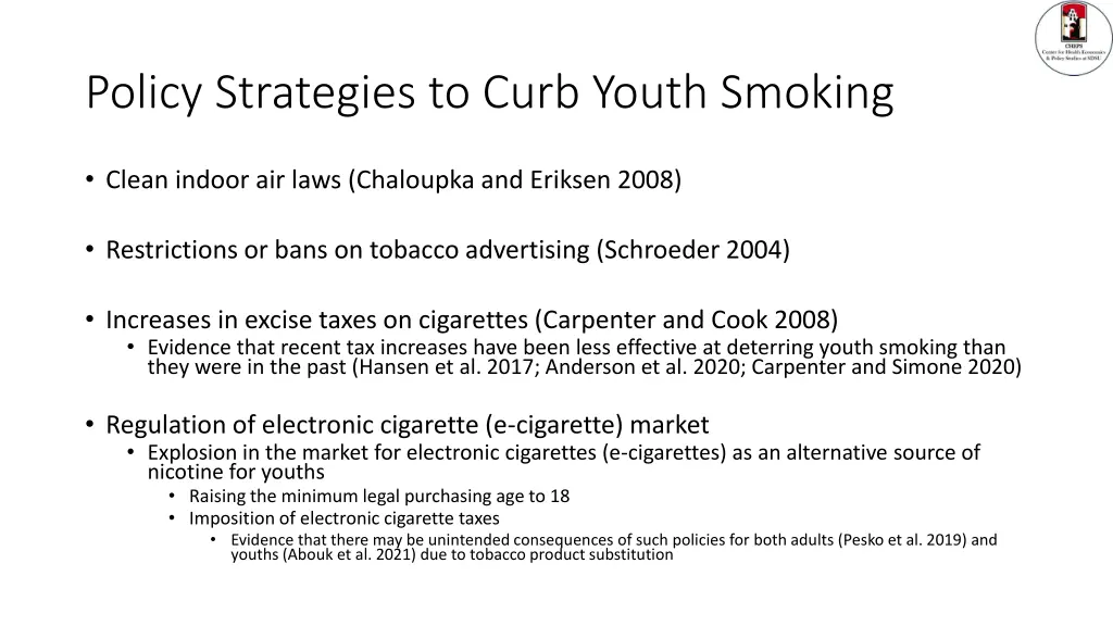 policy strategies to curb youth smoking