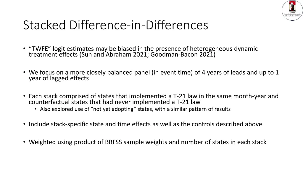 stacked difference in differences