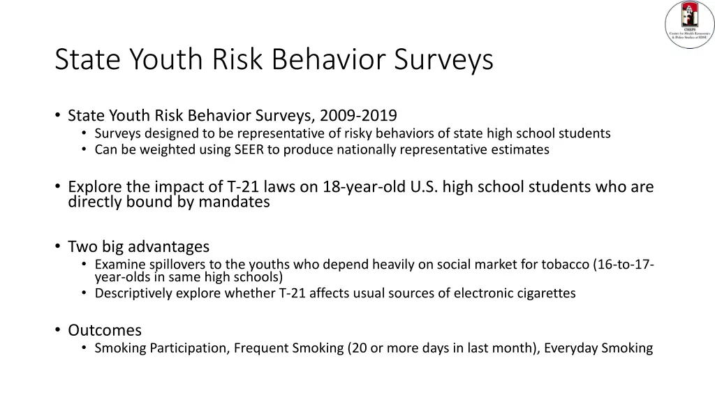 state youth risk behavior surveys