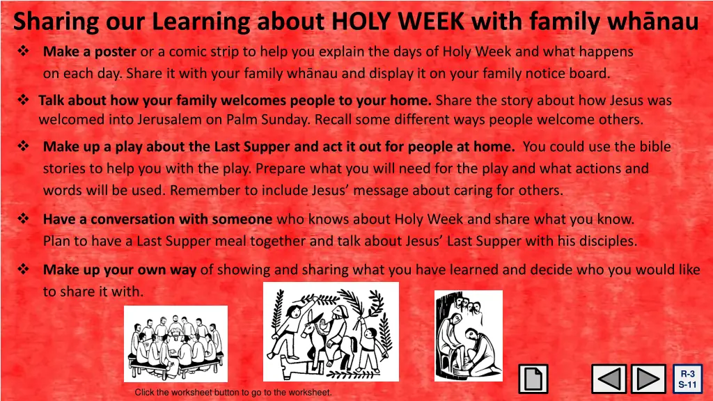 sharing our learning about holy week with family