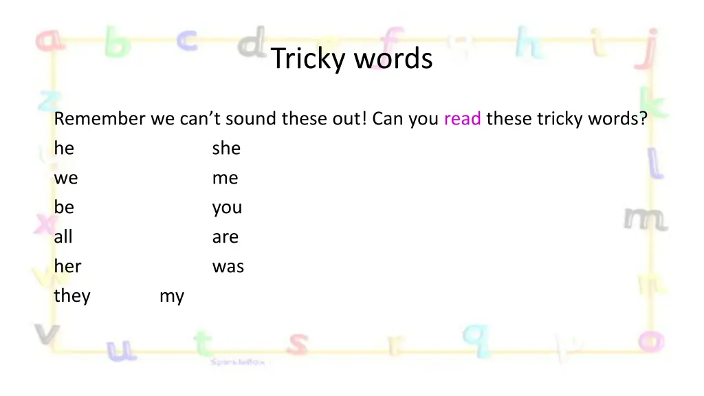 tricky words 1