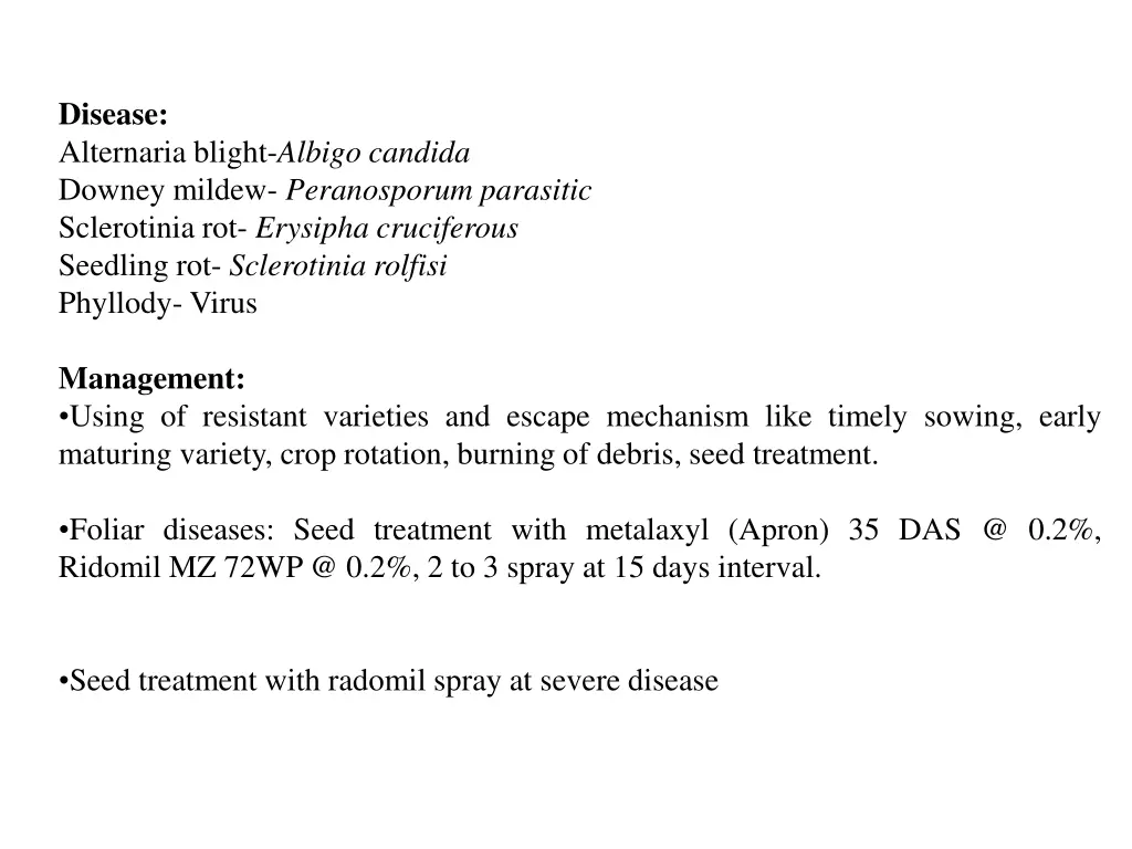 disease alternaria blight albigo candida downey