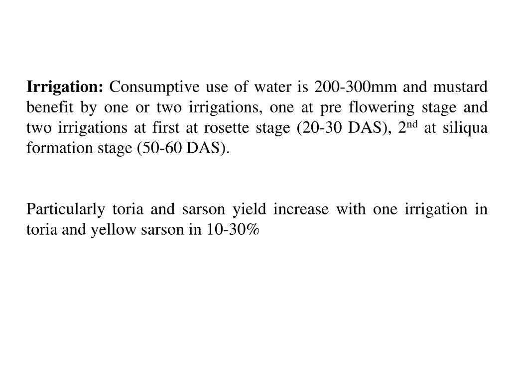 irrigation consumptive use of water is 200 300mm