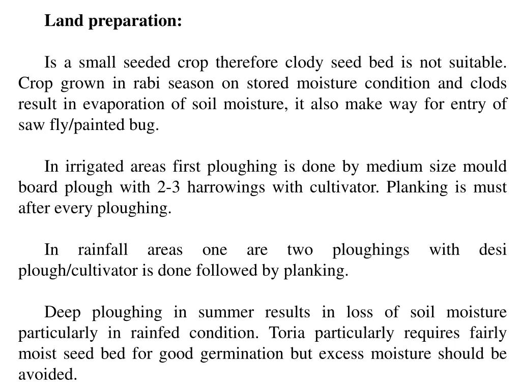 land preparation