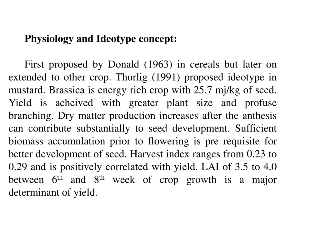 physiology and ideotype concept