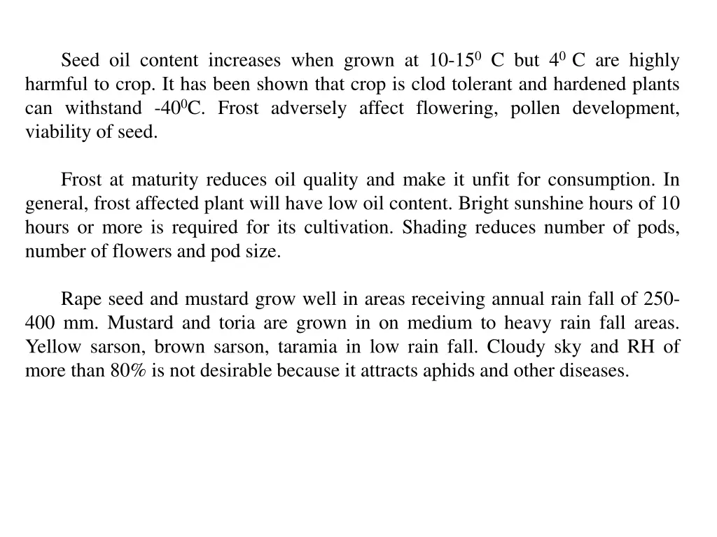 seed oil content increases when grown