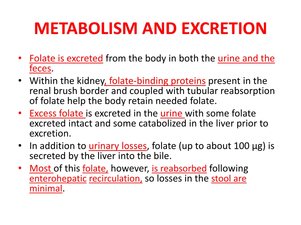 metabolism and excretion