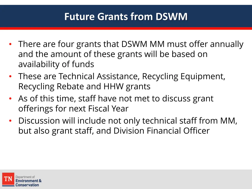 future grants from dswm