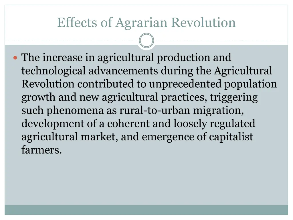 effects of agrarian revolution